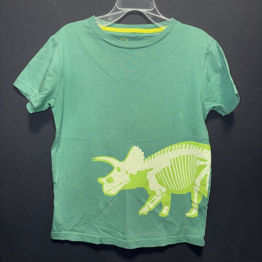 Mini Boden Boys Top 7-8y Green Dinosaur Short Sleeve T-shirt